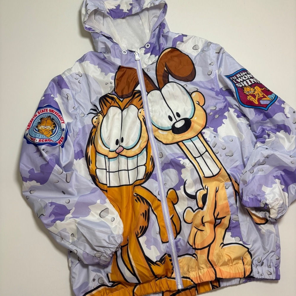 Garfield x Members Only Camo Windbreaker Jacket Unisex Large Cartoon Y2K